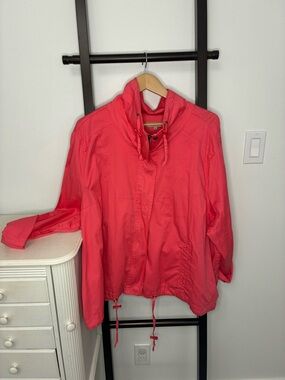 Women's pink Drawstring Anorak style cotton Jacket - plus size 4X Addition Elle